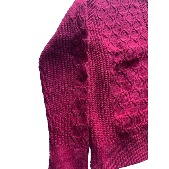 Charter Club Size L Front Zip up Cable Knit Sweater RED Pre-owned, Excellent - Picture 5 of 8
